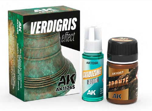 Verdigris Patina Effect Set: Bronze 35ml & Oxidant Agent 18ml AK Interactive