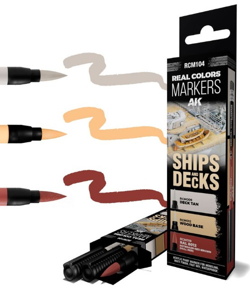 Real Colors Acrylic Paint Markers Ships & Decks Set (3) AK Interactive