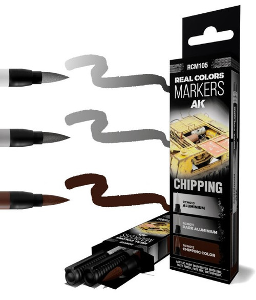 Real Colors Acrylic Paint Markers Chipping Set (3) AK Interactive