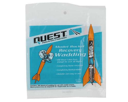 Model Rocket Recovery Wadding (100 Sheets) Quest Model Rocketry