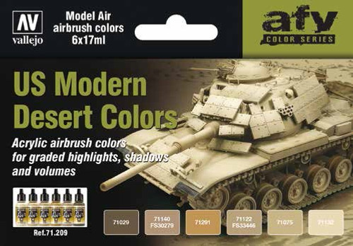 US Modern Desert Colors Model Air Paint Set (6 Colors) 17ml Bottle Vallejo Paint