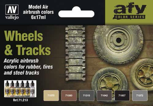 Wheels & Tracks Model Air Paint Set (6 Colors) 17ml Bottles Vallejo Paint