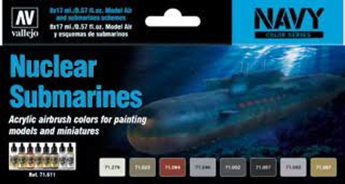 17ml Bottle Nuclear Submarines Navy Colors Model Air Paint Set (8 Colors) Vallejo Paints